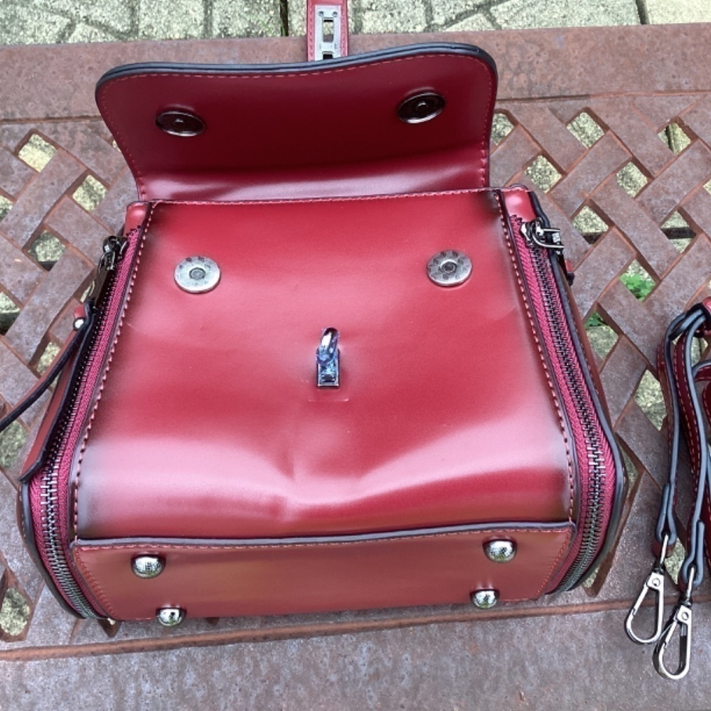 NWT SamaYe Red Vintage Style Fashion Trend Shoulder Saddle Bag - Picture 7 of 10